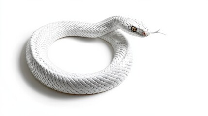 Fototapeta premium Striking White Albino Snake Coiled and Poised in Defensive Posture