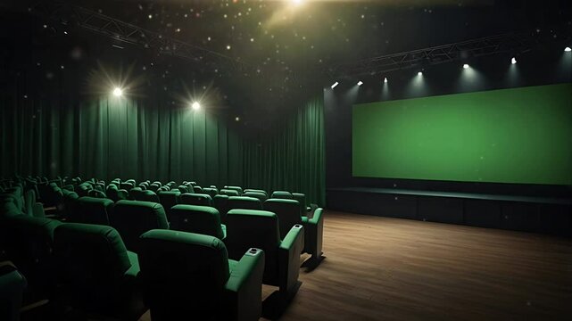 A cinema board with a blank green screen. Seamless 4K looping timelapse video animation background