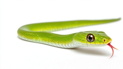 Fototapeta premium Close up of a Green Snake Coiling and Staring Intently in a Natural Forest Environment