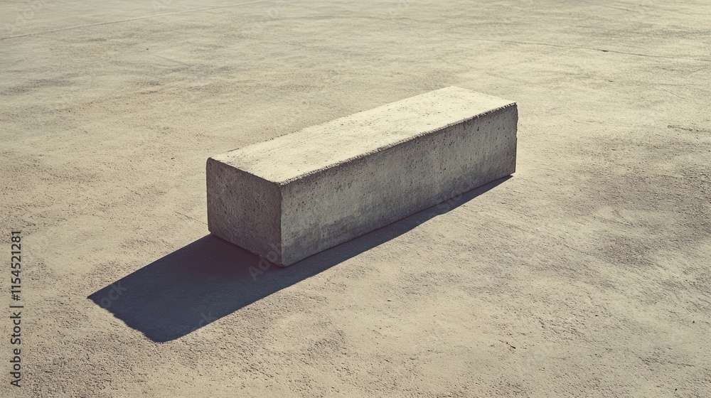 Poster a concrete block casting a long shadow on a surface.