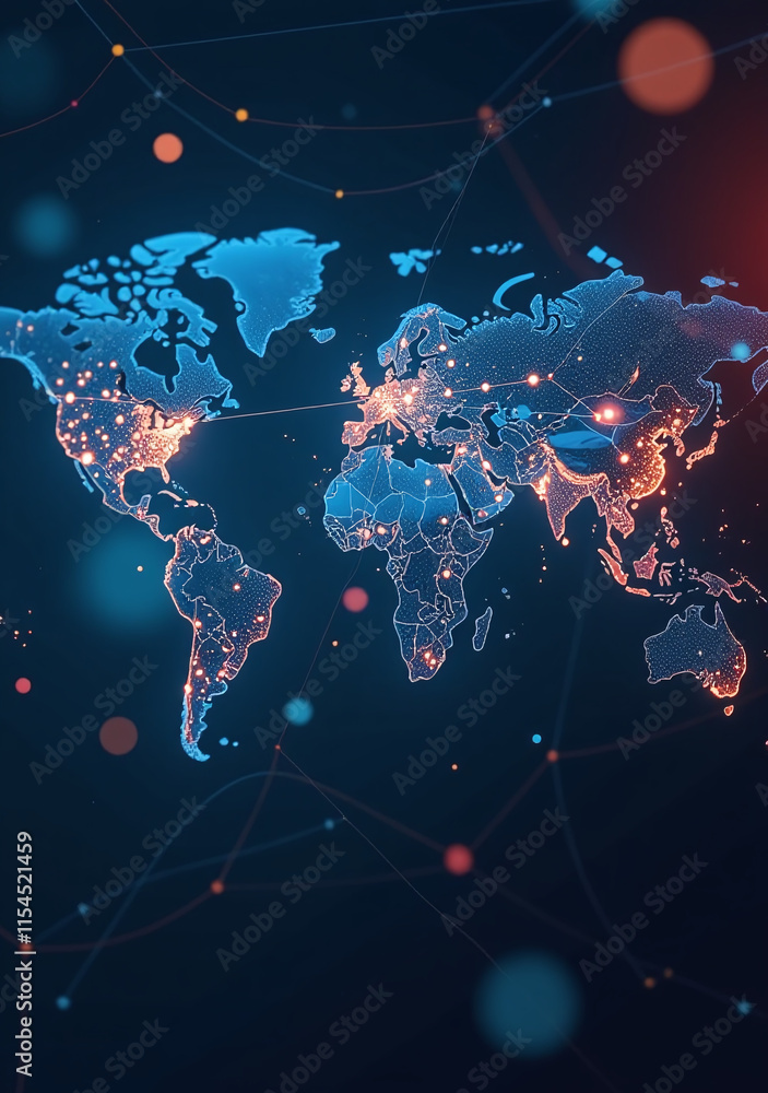 Poster big data analytics global business using digital connections social networks share information insta