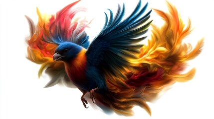 Obraz premium Vibrant Parrot in Flight: A Digital Painting of Colorful Feathers