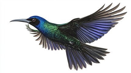 Obraz premium Vibrant Green-Blue Bird in Flight: A Stunning Avian Portrait