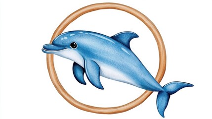 Obraz premium Playful Dolphin Leaping Joyfully Through the Vibrant Blue Ocean Waters