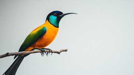 Fototapeta premium Vibrant Sunbird on Branch: A Jewel of the Avian World
