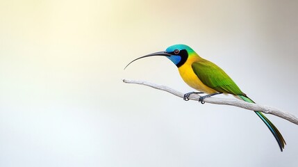 Obraz premium Spectacular Blue-chinned Sapphire-throated Bee-eater Perched on a Branch