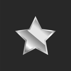 3d silver star icon. realistic metal steel shiny star vector