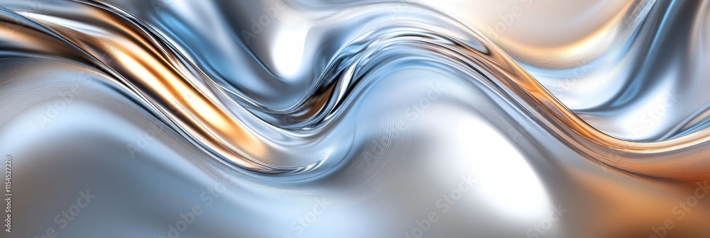 Aufkleber abstract 3d design featuring smooth, flowing metallic textures with hints of warm and cool tones tra