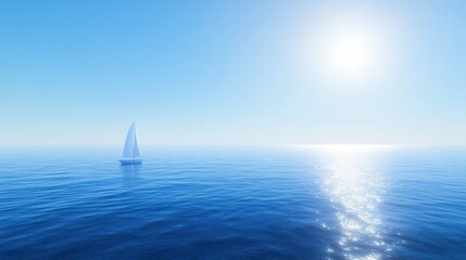 Obraz premium Tranquil Sailing Scene on Calm Blue Waters Under a Bright Sunlight