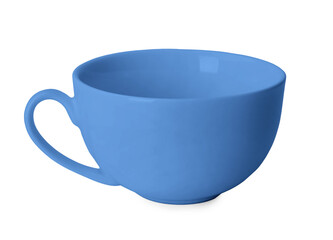 Blank blue cup isolated on white. Mockup for design