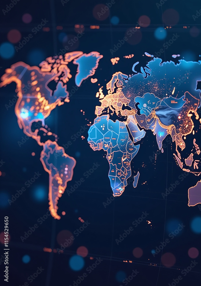 Poster internet business relies global communication networks including telecommunication blockchain iot te