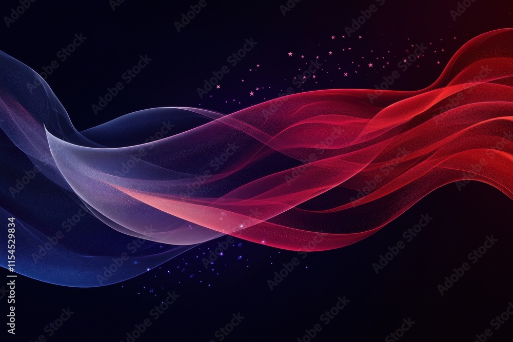 Aufkleber flowing fabric texture of an american flag with elegant movement and vibrant colors against a dark b