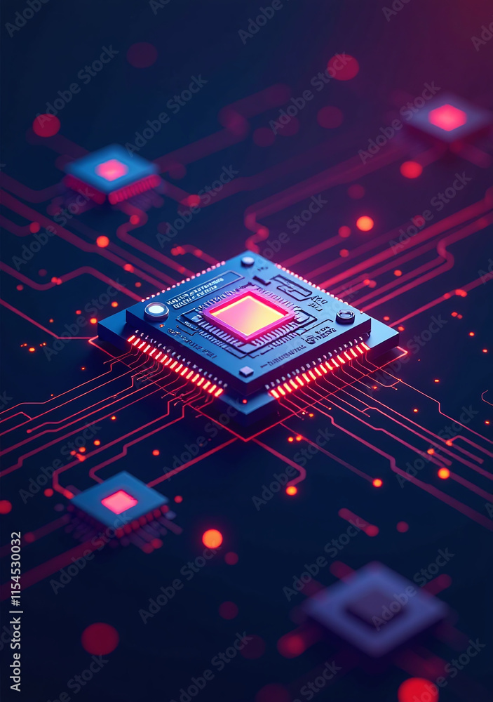 Poster low poly wireframe semiconductors abstract digital backgrounds vector illustrations cpus free text s