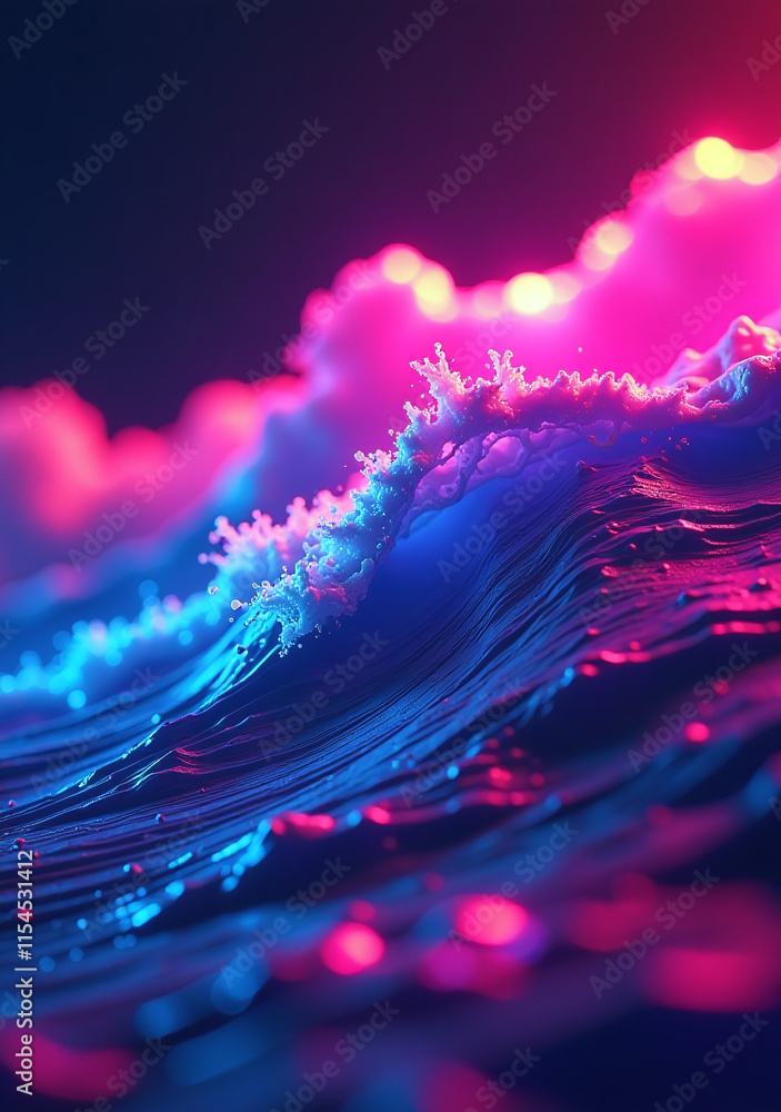 Aufkleber neon wave background visually striking energizing bold colors dynamic movement creating immersive