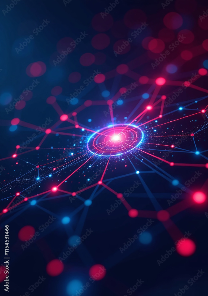 Poster network technology combines internet connectivity modern abstract data concept colorful background