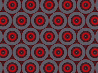Fototapeta premium Seamless geometric pattern, red and gray concentric circles, repeating texture, modern and stylish design.