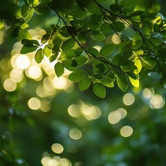 Leafy tree with a bright green color and sunlight shining on it