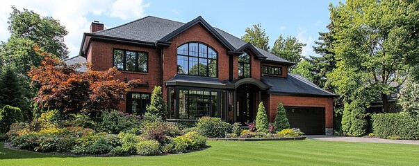 A suburban house with large windows and a welcoming exterior, offering a perfect blend of modern comfort and luxury. The home stands as an ideal representation of upscale residential living.