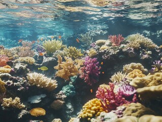 Fototapeta premium Vibrant Coral Reef Underwater Scene