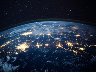 Obraz premium Earth at Night Viewed from Space