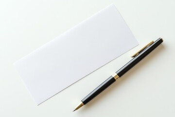 Simple Stationery with Pen and Paper on White Surface