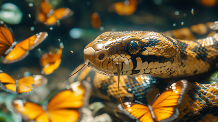 Obraz premium year of the snake with butterflies