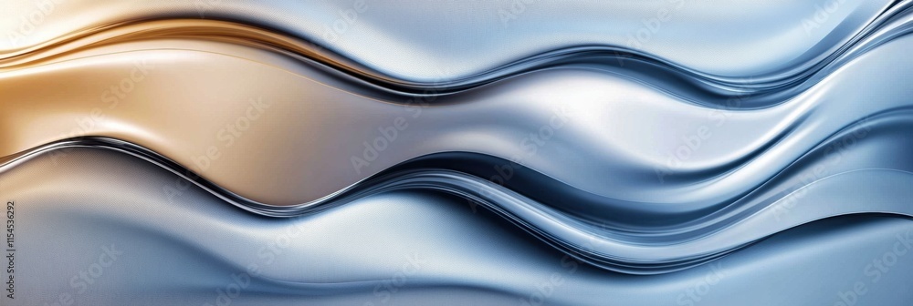 Poster abstract 3d design featuring smooth flowing waves in shades of blue and gold creating a dynamic visu
