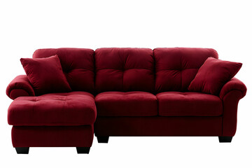 Fototapeta premium Plush Red Sofa with Chaise Longue and Decorative Cushions for Cozy Living Room Atmosphere