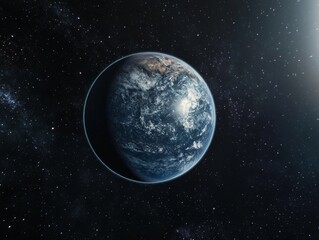 Fototapeta premium Distant View of Earth from Another Planet