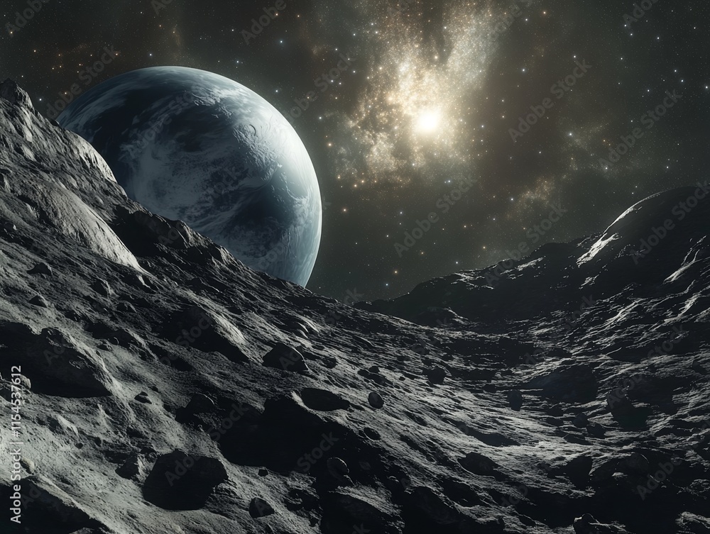 Poster earth view from another planet in space