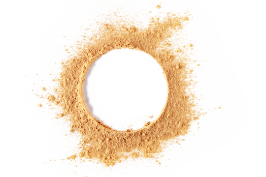 Red maca organic powder in shape circle isolated on white, top view	 - Powered by Adobe