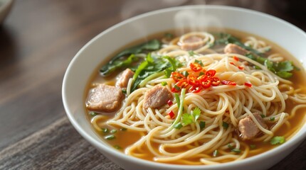 Spicy Pork Noodle Soup Close-up