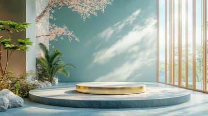 Fototapeta premium Spring Flower Background E-commerce Product Exhibition Stand