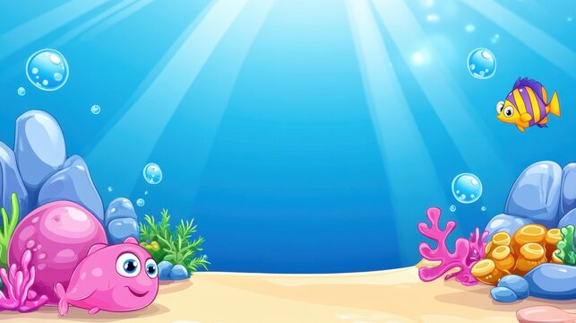 Colorful Underwater Scene with Playful Fish and Vibrant Coral Reefs