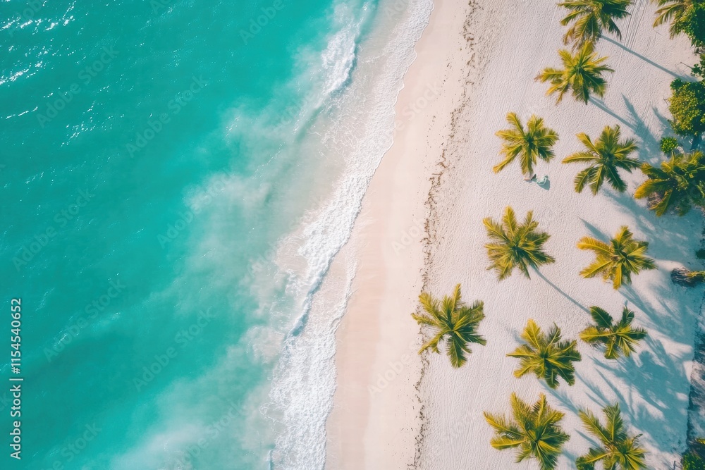 Aufkleber sunny miami beach with clear turquoise water and palm trees inviting relaxation and fun for beachgoe