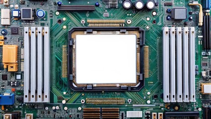 Fototapeta premium Computer Motherboard , computer hardware, motherboard design, electronic components