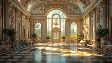 Fototapeta premium Grand Palace Hallway, Luxurious Interior Design