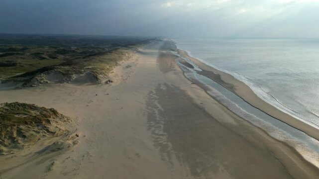 Aerial view of the coastal landscape near Bloemendaal aan Zee, North Holland, The Netherlands