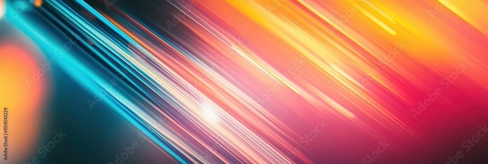 Poster colorful abstract light streaks emanate with vibrant hues in a dynamic composition. generative ai