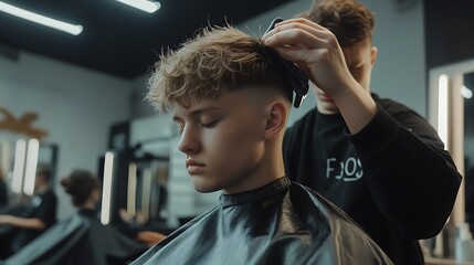 Hairdresser Styling Hair in a Professional Salon Environment