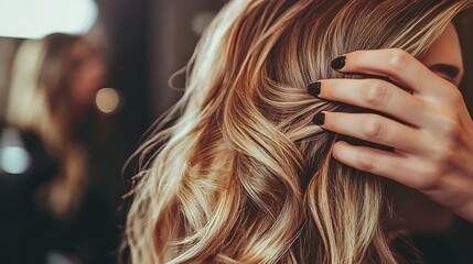 Hairdresser Styling Hair in a Professional Salon Environment