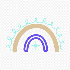 Hand drawn rainbow element. Boho rainbow hand drawn illustration