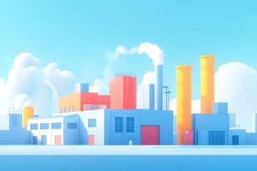 Obraz premium A cityscape with a factory in the middle