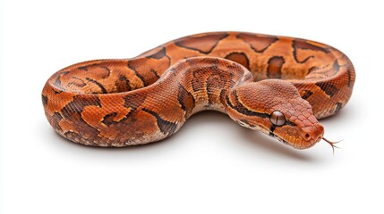 Obraz premium Coiled Brown and Orange Snake Resting in Natural Environment