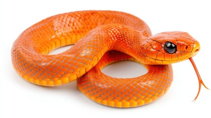 Naklejka premium Vibrant Orange Venomous Serpent Coiled in Tropical Habitat