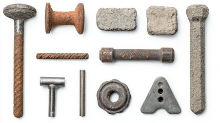 Assortment of Vintage Industrial Tools and Hardware in Flat Lay Composition