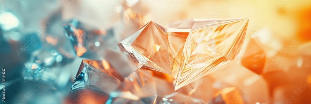 Poster Abstract 3D rendering of sparkling crystals reflecting light in a vibrant background. Generative AI