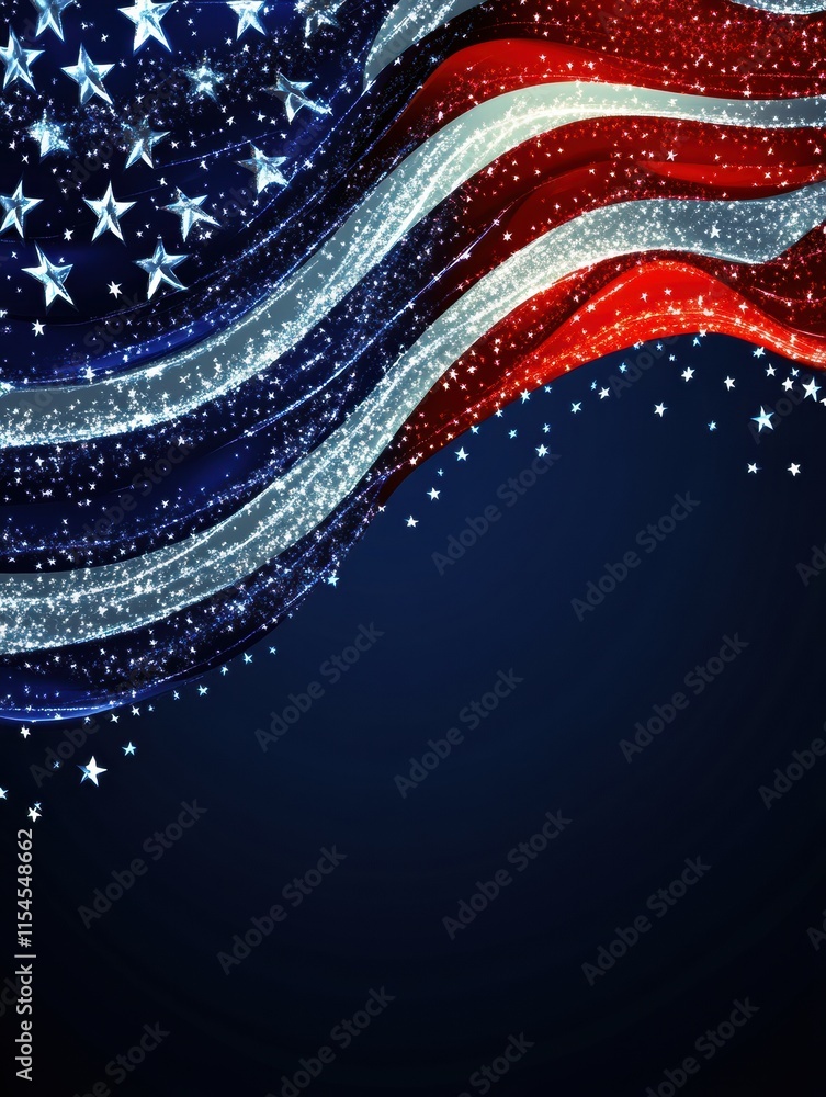 Aufkleber flowing american flag with sparkling fabric texture against a dark background conveying patriotism a