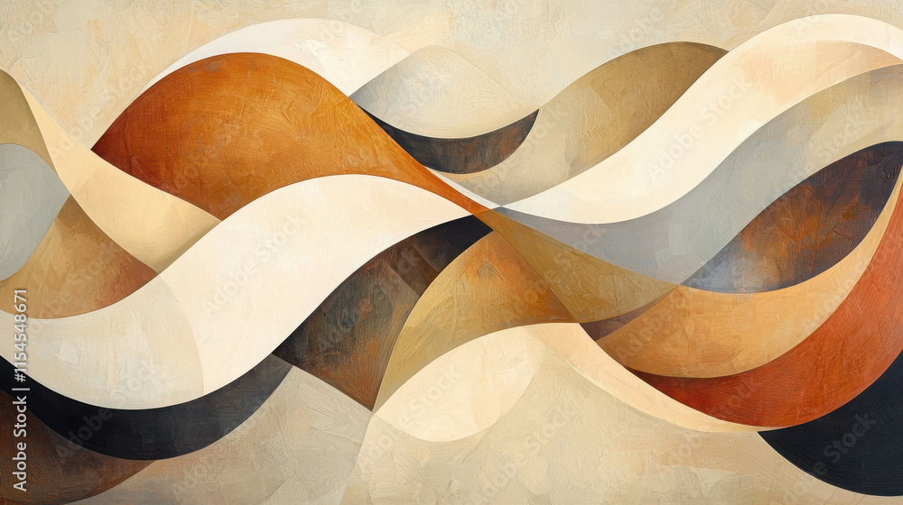Aufkleber abstract artwork with soft rounded shapes in warm tones and smooth curves