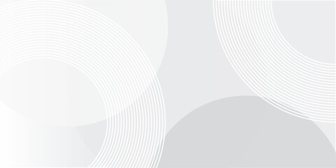 Naklejka premium White geometric abstract background overlap layer on bright space with lines effect decoration. Modern graphic design element circles style concept for banner.